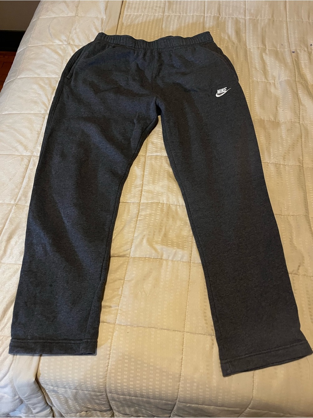 Nike dark Gray Jogger Pants with White Swoosh